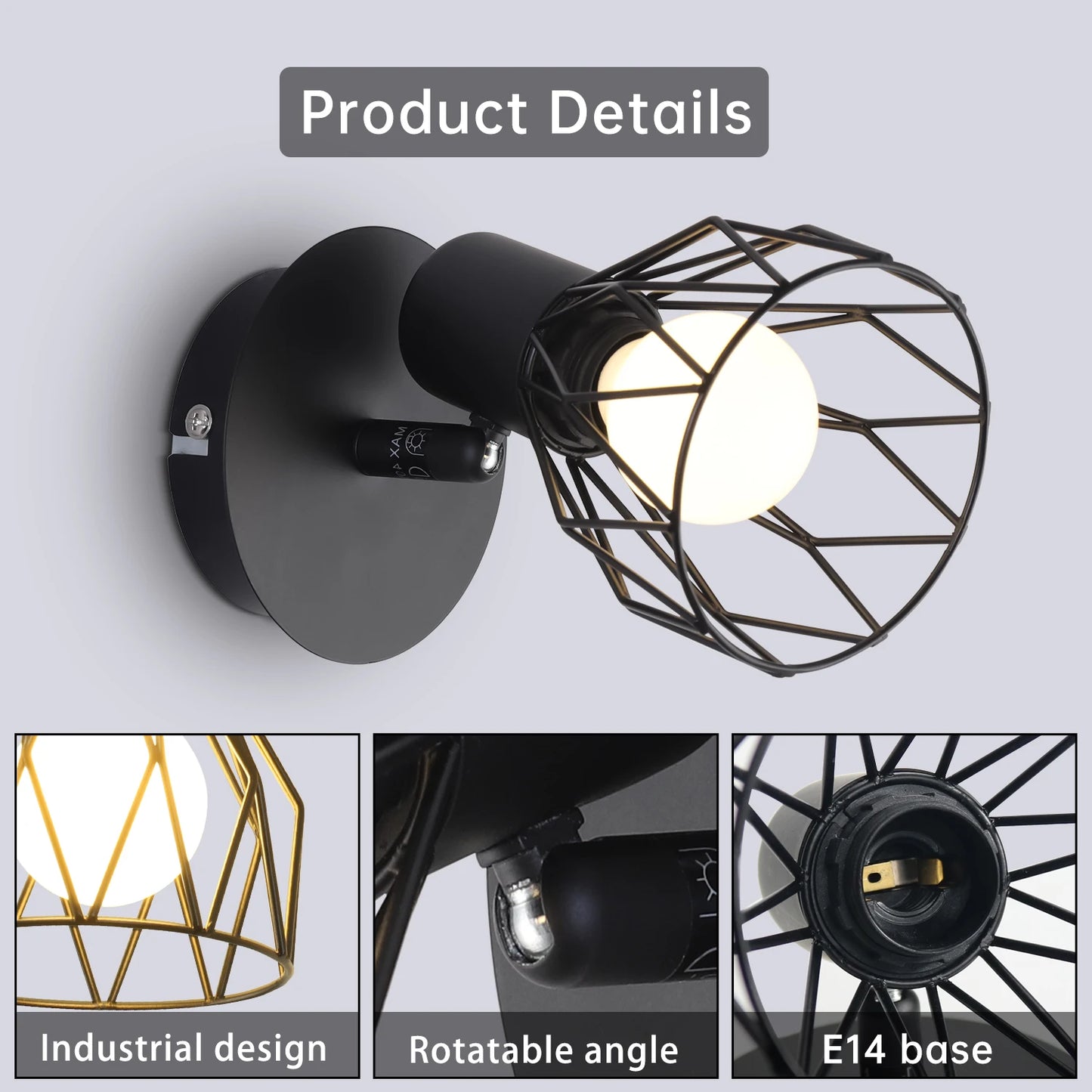 applique murale en fer forge noir