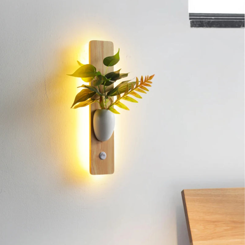 applique murale blanc et bois