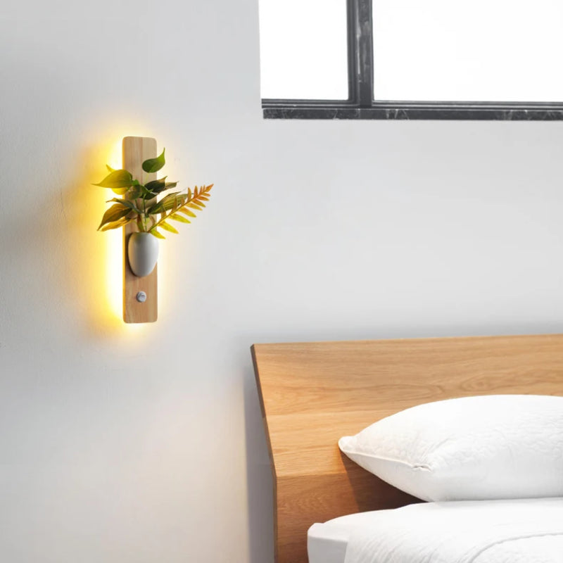 applique murale blanc et bois