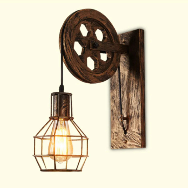 applique murale industrielle poulie