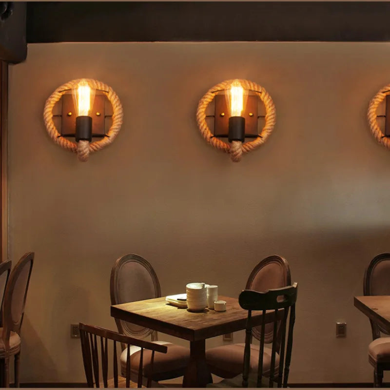 applique murale industrielle corde