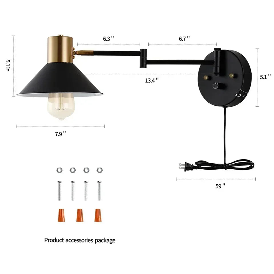 applique murale avec cable et interrupteur